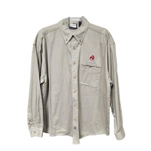 Plant Mars Long Sleeve Men's Button Front Embroidered M & M Logo Shirt Size L